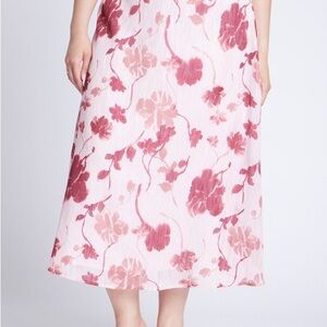 Eloquii Pink Floral A-Line Skirt